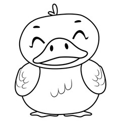 Coloring Book Outlined Happy Duck Sitting Position