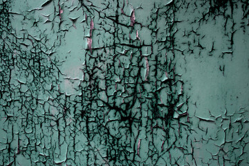 Old wooden door with teal paint