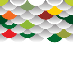Abstract composition of round elements. scales simple Nature background with japanese circle pattern white green orange red grey colors. Vector