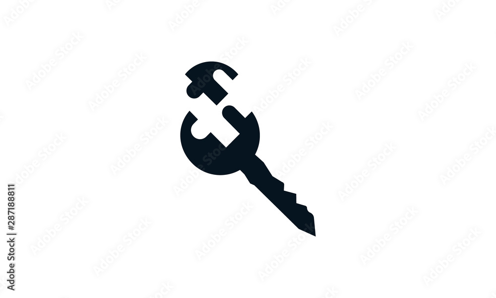 Poster key solution icon for business problem-solving and strategy-related websites