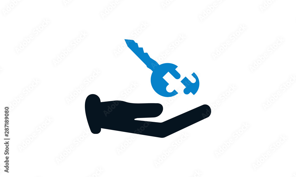 Poster solution key icon for problem-solving and business strategy-related websites