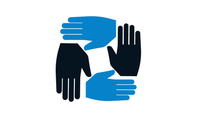 Four hands supporting each other icon for teamwork and collaboration concepts