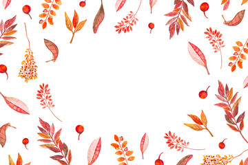 Autumn Pattern Made Of Watercolor Elements