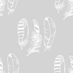 feather seamless pattern hand drawn sketch