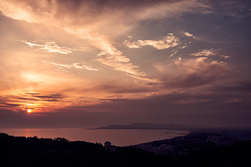 Sunset in Durres Port view. Albania 2019