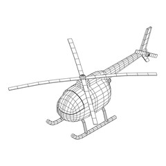 Helicopter aircraft vehicle. Wireframe low poly mesh vector illustration.