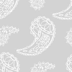 paisley seamless pattern, hand drawn indian cucumber, sketch