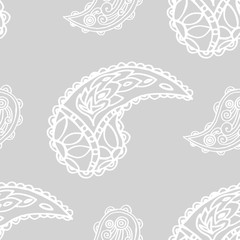 paisley seamless pattern, hand drawn indian cucumber, sketch