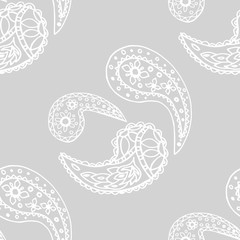 paisley seamless pattern, hand drawn indian cucumber, sketch