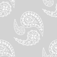 paisley seamless pattern, hand drawn indian cucumber, sketch