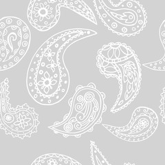 paisley seamless pattern, hand drawn indian cucumber, sketch