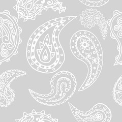 paisley seamless pattern, hand drawn indian cucumber, sketch