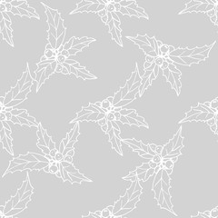 Christmas holly floral seamless pattern