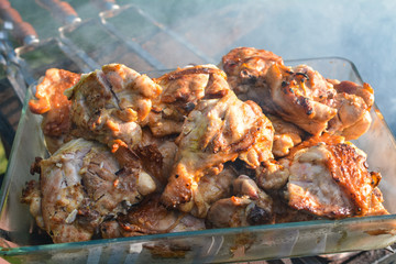 Yummy roasted meat on a smoke