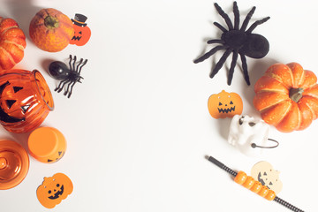 halloween festival decoration prop toy party pumpkin ghost, holiday season greeting, trick of treat spooky, top view