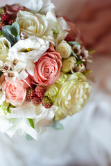 the most beautiful flowers, magnificent bouquets of flowers on the leg in the interior of the restaurant for a festive floristry store or wedding salon for the bride or groom, a bridal bouquet, butane