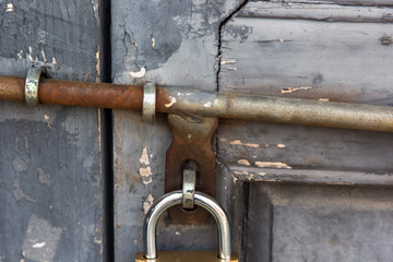 padlock on old door