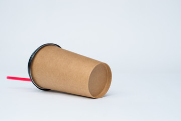 Blank take away kraft coffee cup isolated on white background