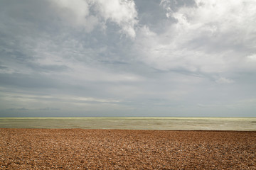 Sky, sea and beach. A tranquil image of the English Channel off the coast of England.
