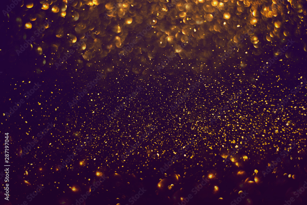 Poster abstract dark gold sparkles shiny bokeh lights background use us gold luxury background for card, fl