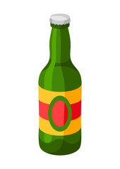 Green glass bottle with cap.