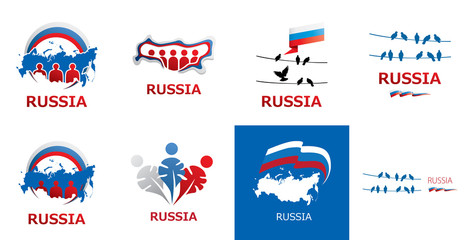 Vector logo with symbols of Russia, Russian
