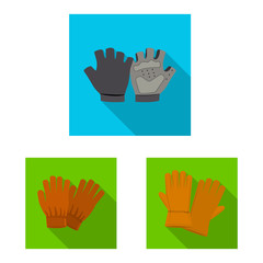 Vector illustration of glove and winter symbol. Set of glove and equipment stock vector illustration.