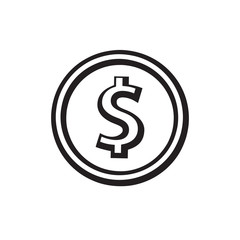 Coin with dollar sign icon. USD currency symbol. Money concept. Vector illustration on white background.