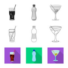 Isolated object of drink and bar logo. Collection of drink and party stock symbol for web.
