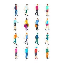 Characters People 3d Icon Set Isometric View. Vector