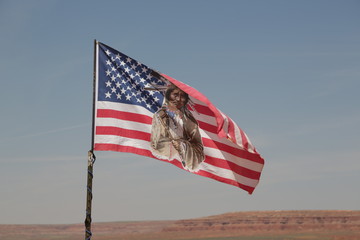 flag in USA inside the monument valley park