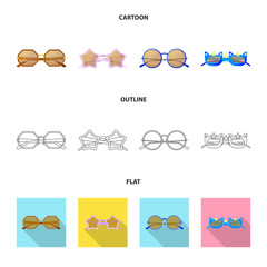Vector illustration of glasses and sunglasses sign. Set of glasses and accessory stock vector illustration.