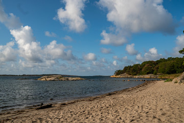 empty beach at the coast in Sweden on a beautiful sunny day