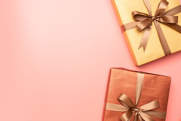 Pink gift box in the concept of love