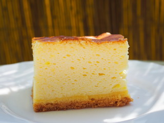 Piece of cake, homemade fluffy cheesecake 