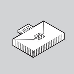 briefcase black and white icon on an isolated white background. Vector illustration. eps 10