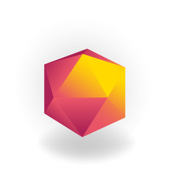 icosahedron - 3D geometric shape with holographic gradient isolated on white background vector