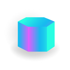 hexagon prism - 3D geometric shape with holographic gradient isolated on white background vector