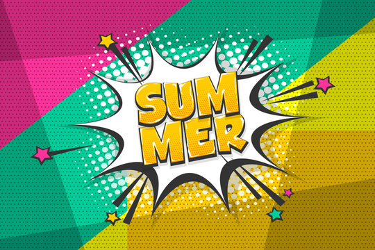 Summer comic text speech bubble pop art - Powered by Adobe