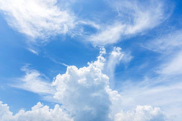 blue sky with close up white fluffy tiny clouds background and pattern © lukyeee_nuttawut
