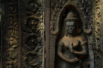 Stone murals and sculptures in Angkor wat, Cambodia