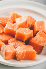 Close up at pieces of Salmon