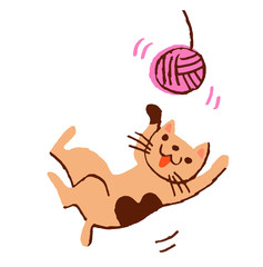 毛糸で遊ぶネコ