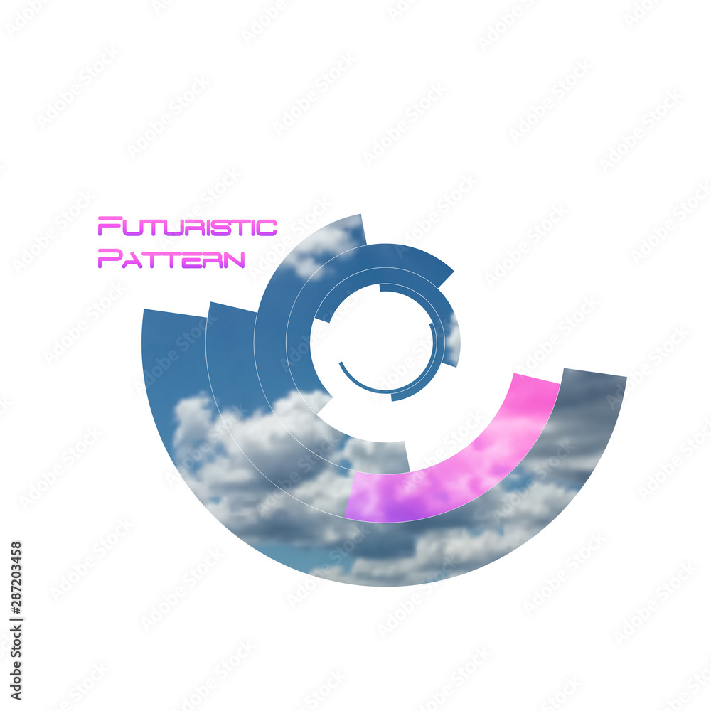 Aufkleber circular pattern, circle elements forming geometric frame for photo with colorful pink color gradien