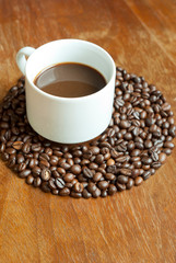 Coffee on wooden