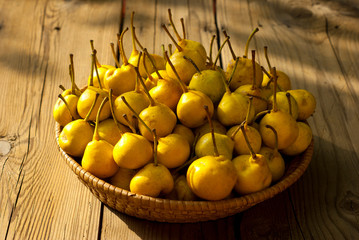 Pears in basket