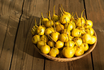 Pears in basket