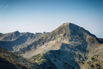 Path between Vihren hut and Vihren peak in Pirin national park, near Bansko, Bulgaria