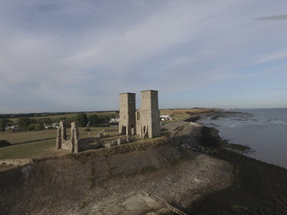 Fort ruin at Reculver tower, Kent coastline