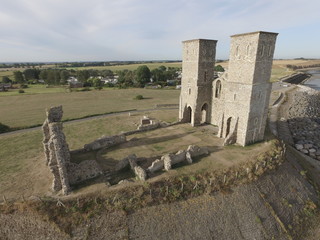 Fort ruin at Reculver tower, Kent coastline